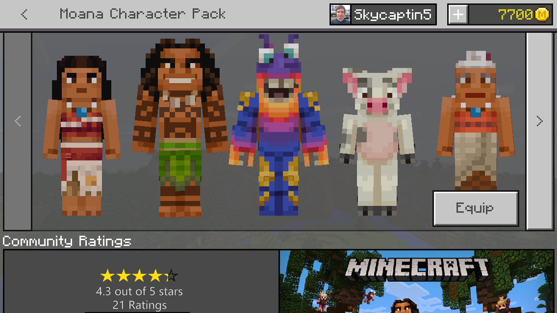Minecraft Moana Skin Pack Review
