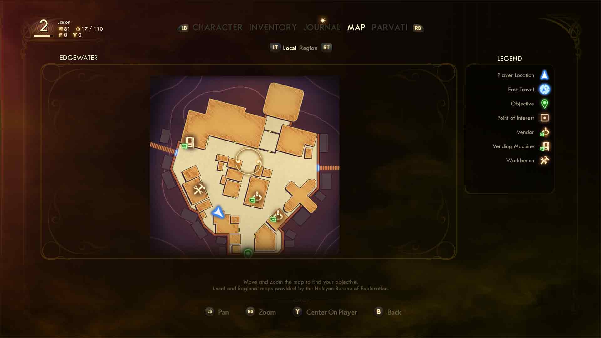 The Outer Worlds Edgewater Map Layout
