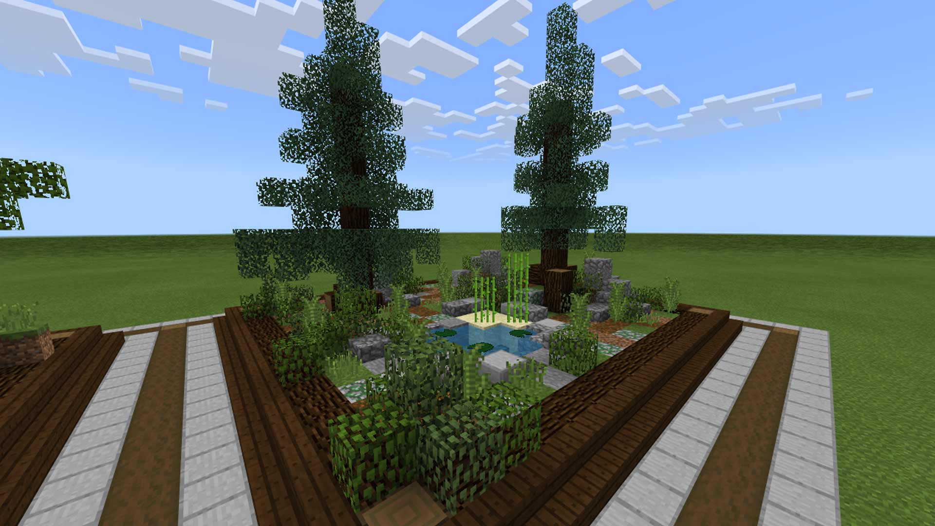 Minecraft Landscaping Spruce Design.