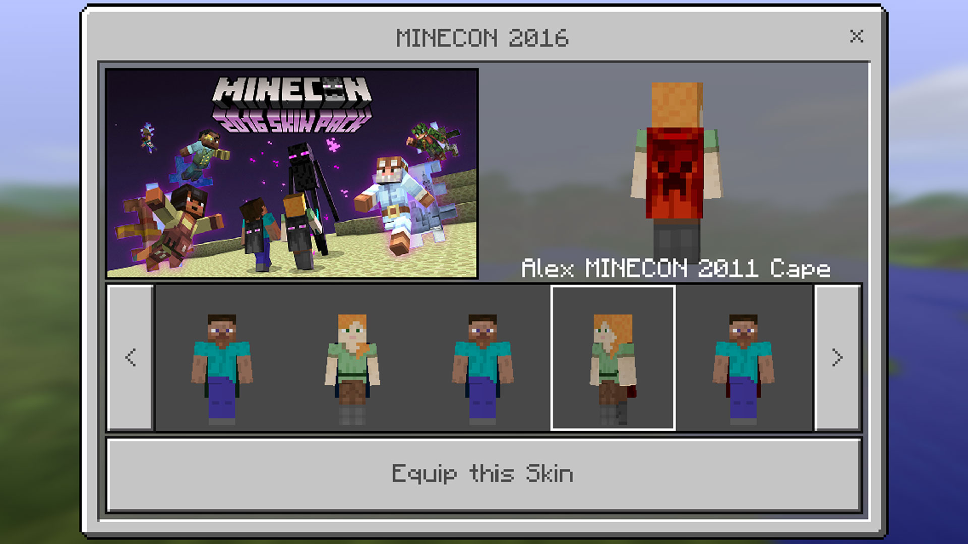 Minecraft Pocket Edition: Minecon 2016 Skin Pack