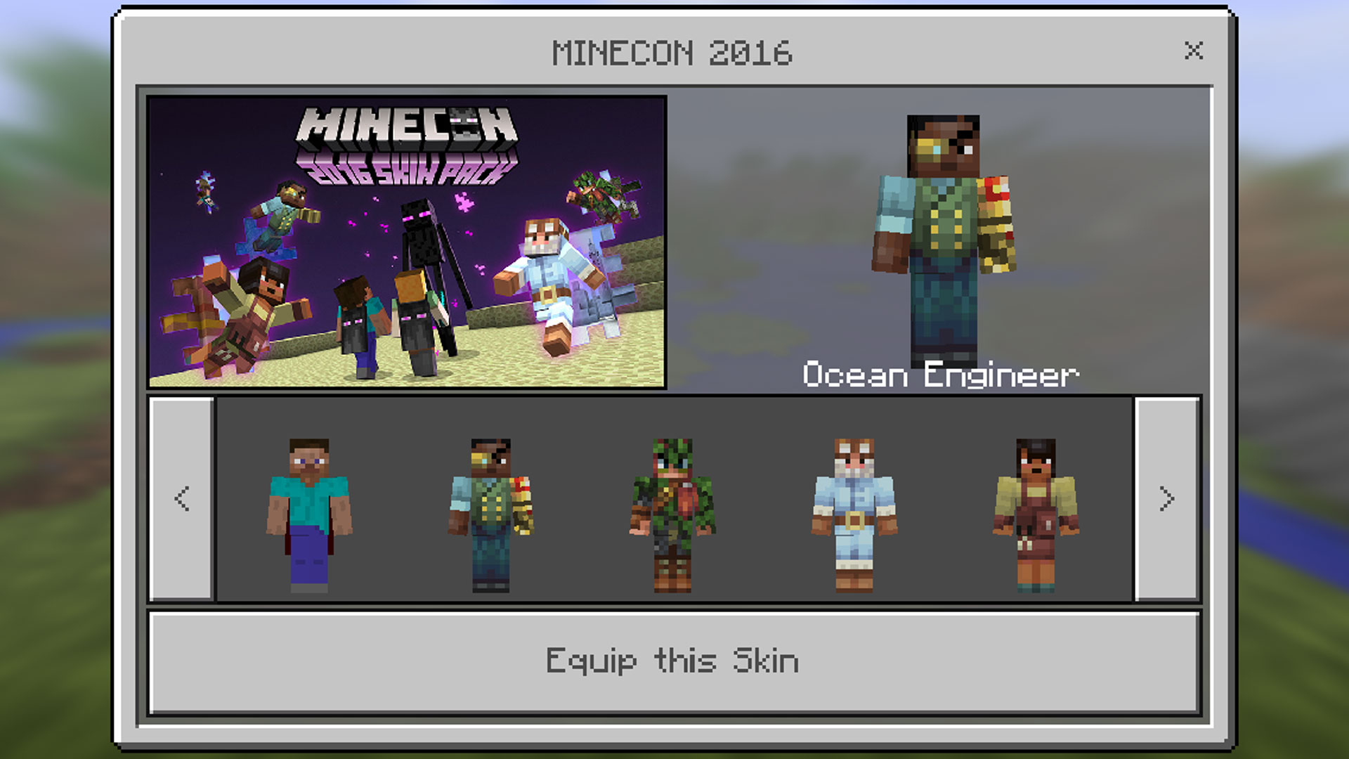 Minecraft Pocket Edition: Minecon 2016 Skin Pack