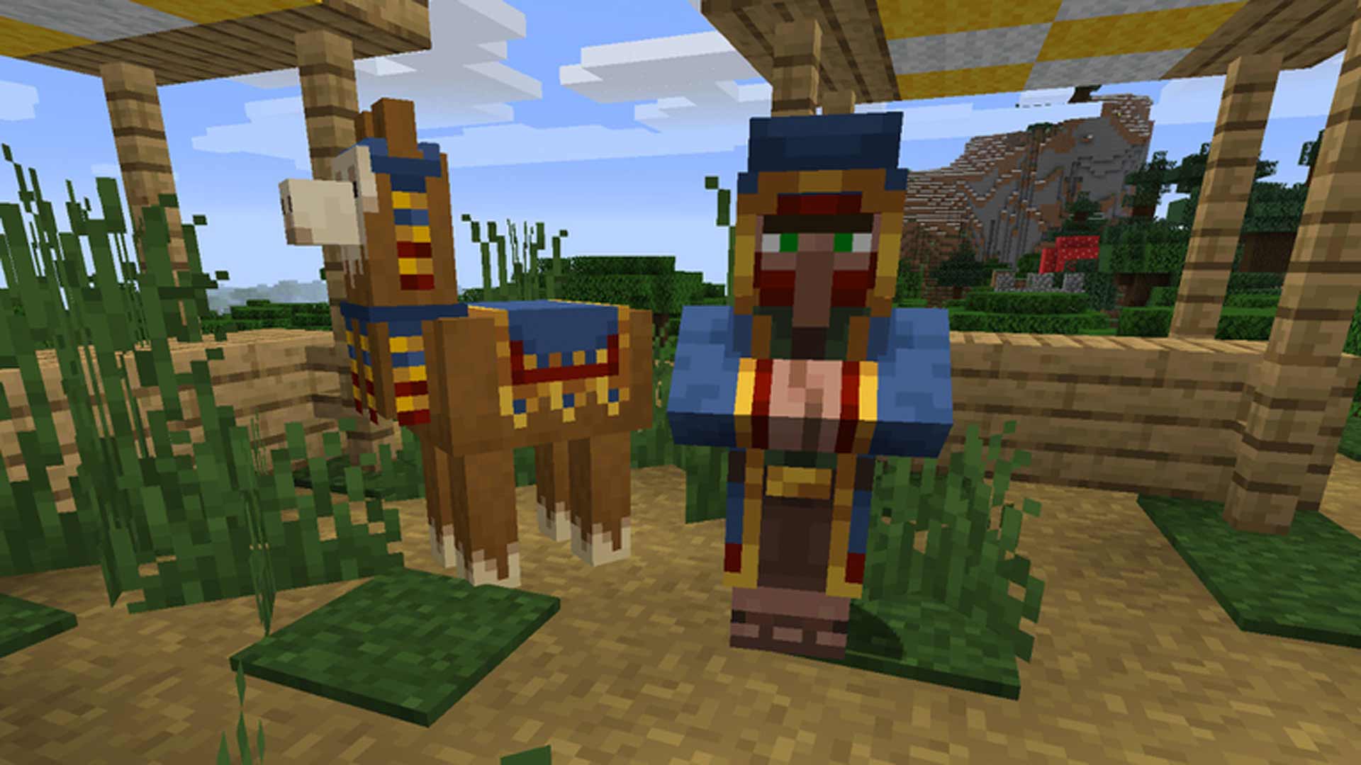 What is the title of this picture ? Minecraft Wandering Trader and What They Do - Gamerheadquarters